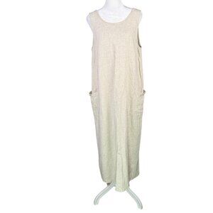 Dressing Clio M Maxi Dress Flax/Rayon/Tencel Blend Beige Pockets Lagenlook VTG